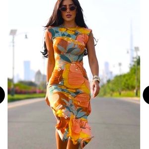 Zara multi colored cutout midi dress